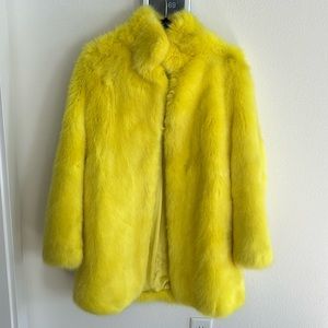 ZARA rare faux fur neon yellow jacket small
